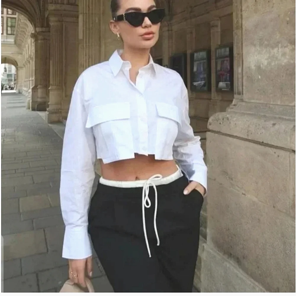 Zara Cropped Garbadine Shirt - Picture 2 of 7